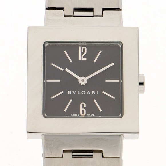 WATCH BVLGARI SQ22Stainless Steel Quadlard black SS QZ - Picture 1 of 7